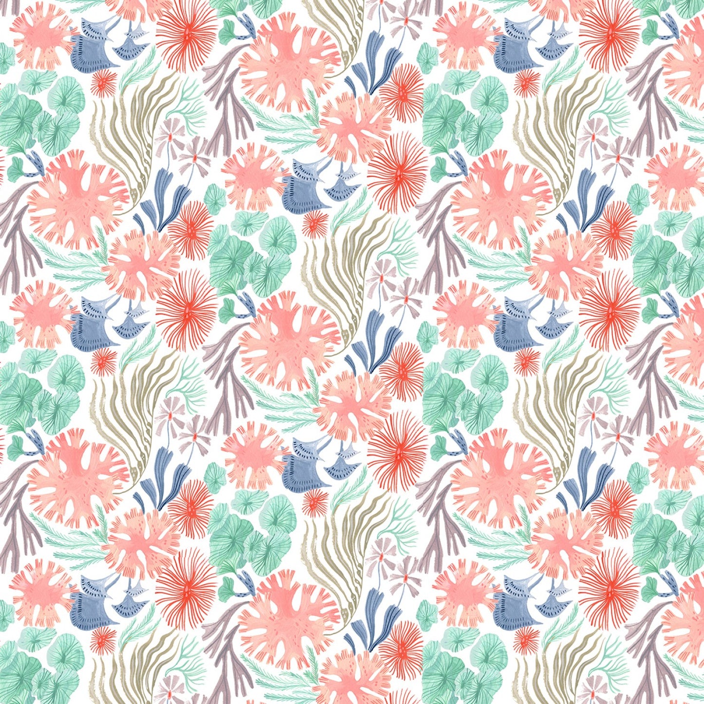 Sea Floral - Illuminary Sea -  Digital Print - White