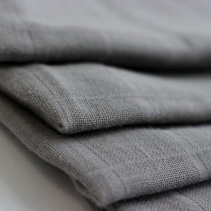 Organic Cotton Checked Double Gauze - Flint Grey
