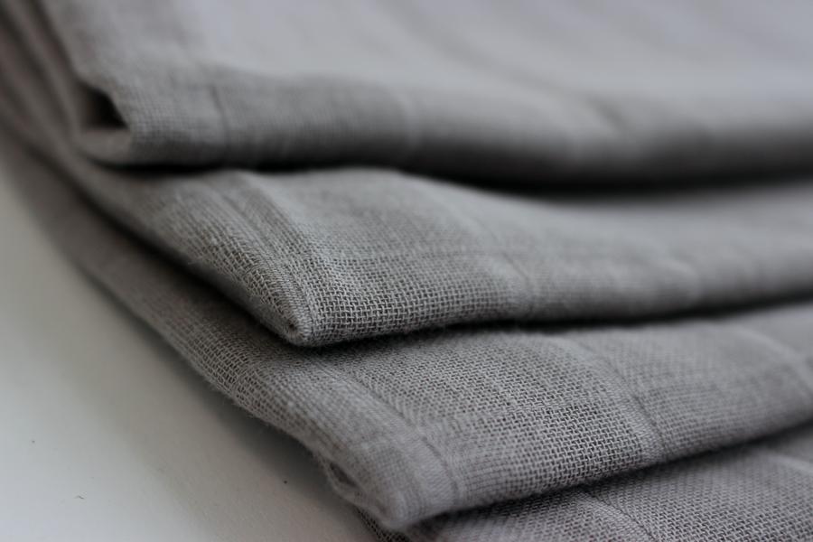Organic Cotton Checked Double Gauze - Flint Grey