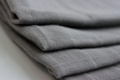 Organic Cotton Checked Double Gauze - Flint Grey