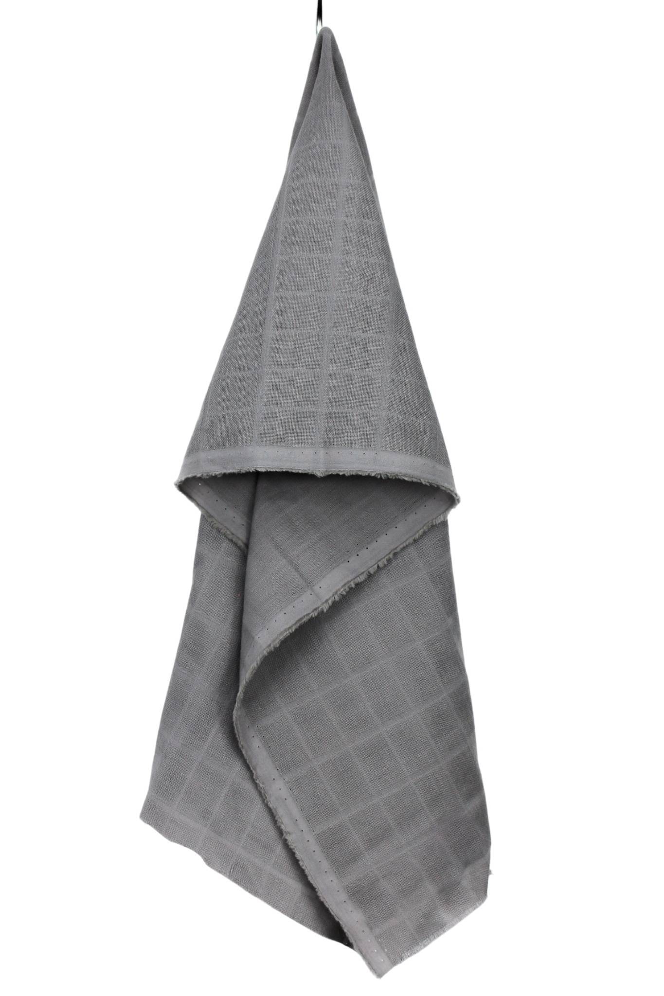 Organic Cotton Checked Double Gauze - Flint Grey