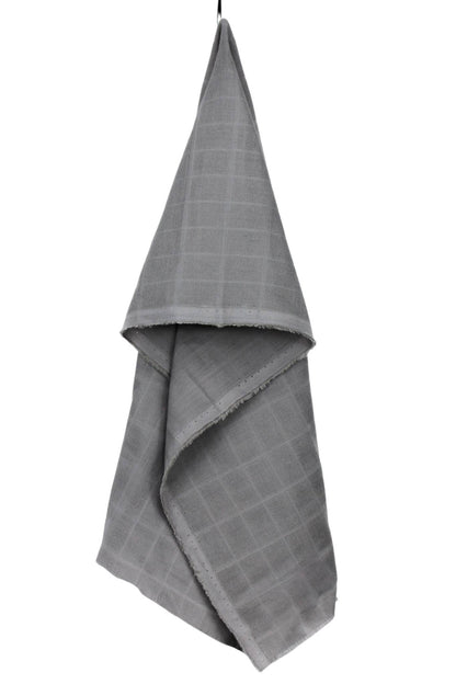 Organic Cotton Checked Double Gauze - Flint Grey