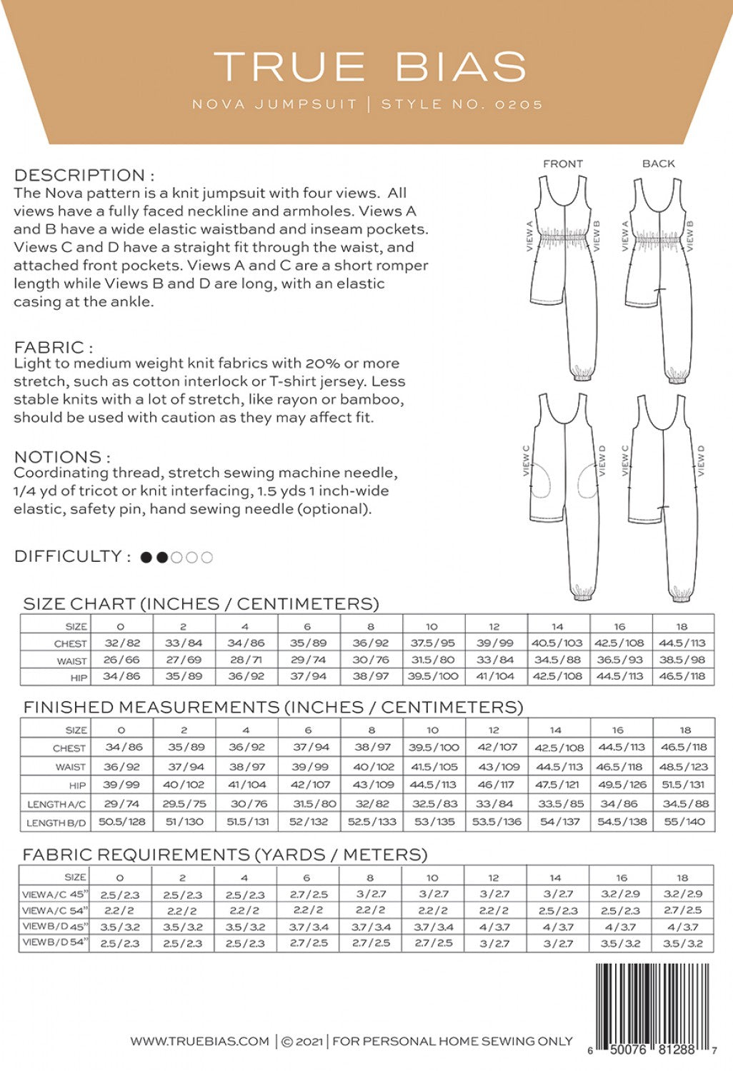 Nova Jumpsuit - Size 0-18 - By True Bias Patterns