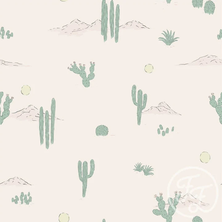 Dark Cactus Desert - Cotton Jersey Knit