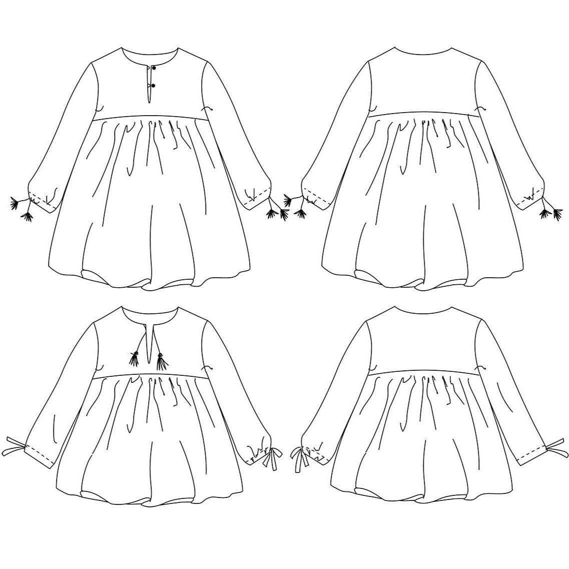 Ikatee - CAMELIA Blouse & Dress - Kids 3-12 years - Paper Sewing Pattern